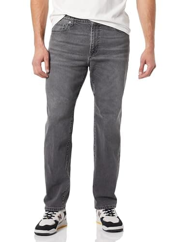 Image of Amazon Essentials Men's Straight-Fit Stretch Jean - Discontinued Colours, Washed Grey, 30W / 29L