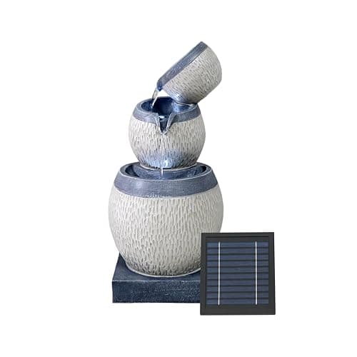 Image of Solar Water Feature, 3-Tier Cascading Bowl with Battery Backup – Solar Powered Garden Fountain, No Wiring or Running Costs, Outdoor Patio & Balcony Décor