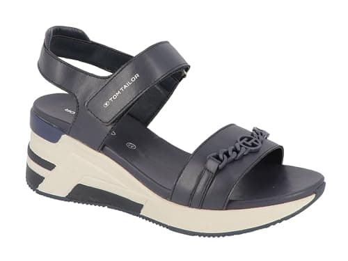Image of Tom Tailor Women's 5399302 Wedge Sandal, Navy, 7.5 UK