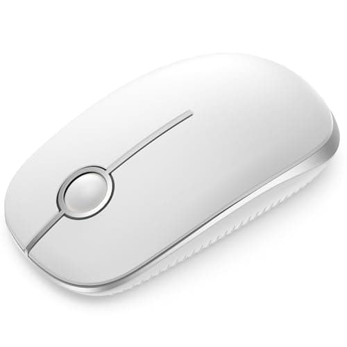 Image of Seenda Wireless Mouse, 2.4GHz Silent Mouse with USB Receiver, 18 month battery life, 1600 DPI Optical Tracking, Portable Computer Mice for Laptop PC Notebook- White and Silver
