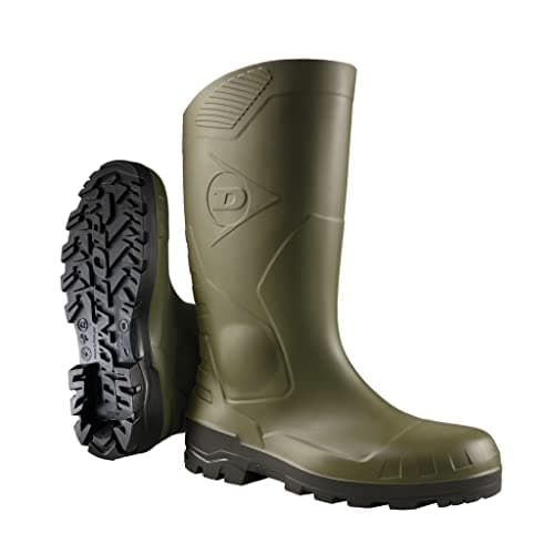 Image of DUNLOP Devon - Unisex Full Safety Waterproof Wellington Work Boots, Green, S5 Certified Antistatic and Chemical Resistant PVC Wellies with Steel Toecap for Industrial and Farm Work - EU46, UK11