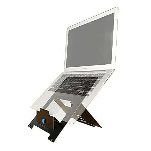 Image of R-Go Tools Ergonomic Laptop Stand, Ultra-thin Aluminum, Adjustable Portable Notebook riser for desk, Compatible with 10-22" MacBook/Air Pro/Dell XPS/Lenovo, Support up to 11ibs, Black
