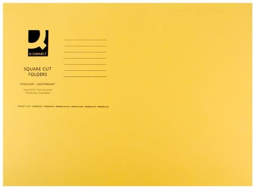 Image of Q-Connect Square Cut Folder Lightweight 180gsm Foolscap Yellow (Pack of 100)