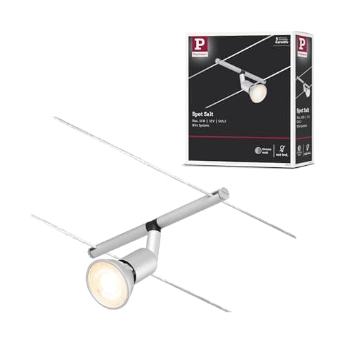 Image of Paulmann 94443 CorDuo Spot Lighting Salt DC, Max 10 Watt Extendable Cable Lamp Matt Chrome Plastic GU5.3 Wire System Without Bulbs