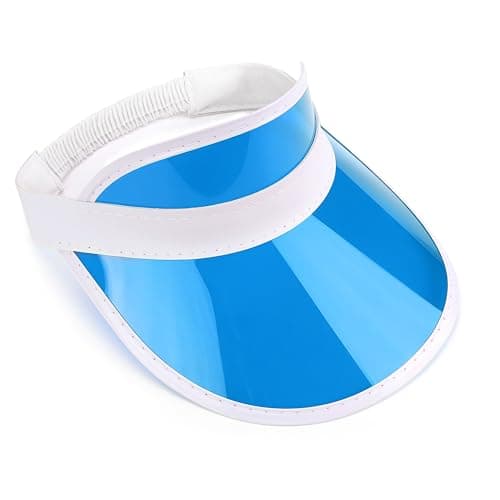 Image of Unisex 80s Style Retro Neon Sun Visor Hat Headband Cap Golf Tennis Stag Poker Party (Blue)