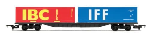 Image of Hornby - Wagons - R6425 RailRoad BR, FFA Container Wagon, with two 30' containers - Era 7 Train Toy, 00 Gauge Wagons & Freight for Train Set, Models for Adults - 1:76 Scale Model Gift