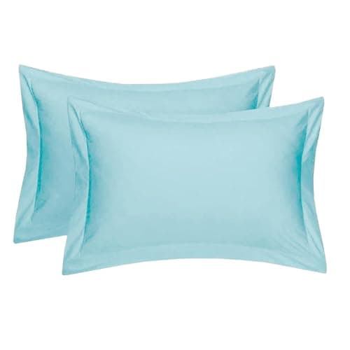 Image of 100% Bamboo Flat Bed Sheet Ultra Soft Eco-Friendly Breathable Moisture-Wicking Hypoallergenic Sustainable Bedding Bamboo Pillowcases Sold Separately (Duck Egg, 2 x Oxford Case)