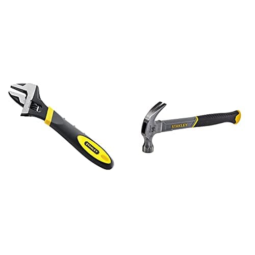 Image of Stanley MAXSTEEL Adjustable Wrench 30 x 200 mm Protective Phosphate Finish and Ergonomic Bi Material Handle 0-90-948 STHT0-51309 16oz Fiberglass Curved Claw Hammer, 450g