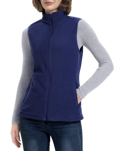 Image of 33,000ft Women's Fleece Gilets Lightweight Warm Ladies Vest Outerwear, Sleeveless Spring Jacket with Zip Up Pockets Purple Blue XL/UK 16