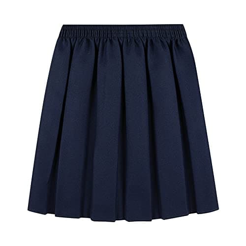 Image of MOLLY MALOU Girls School Uniform Skirts Back to School Box Pleated Round Elasticated Skirts 2-16 Years (2-3 Years, Navy)
