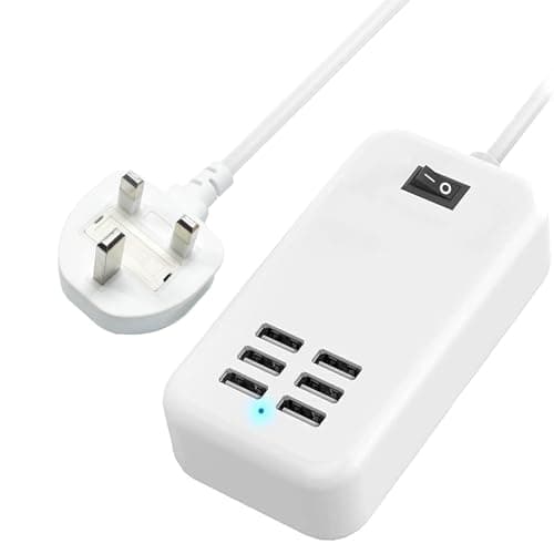 Image of 30W USB Charging Station, 6-Port USB Charging Hub with 1.5m Cable, MejaRizon Multi USB Charger Compatible with iPhone 14 13 12 Pro Max, Samsung, iPad, and Multiple Devices, White