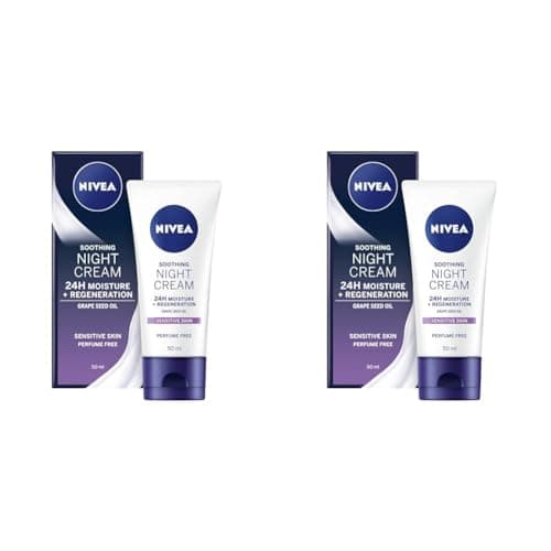 Image of NIVEA Sensitive Night Cream (50 ml), Face Cream for Sensitive Skin with Liquorice Extract and Grape Seed Oil, Regenerating Skin Care (Pack of 2)