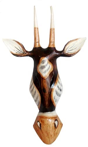 Image of Antelope 50 cm Wooden Mask with Horns 70 cm from Bali, Wall Mask
