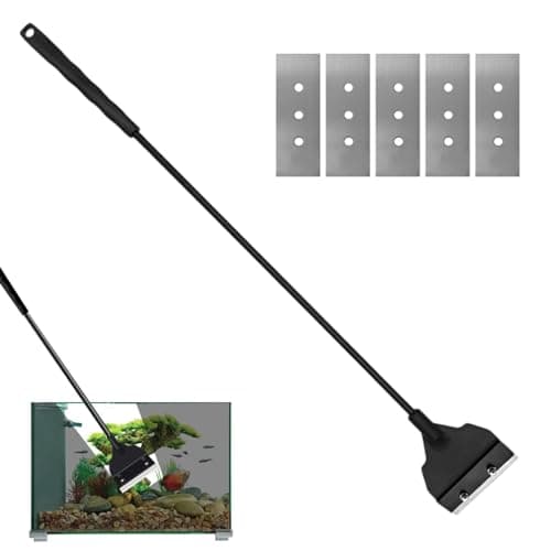 Image of KDRNXVAL 65cm Aquarium Algae Scraper Set – Lightweight, Detachable and Adjustable Algae Cleaner with 5 Replaceable Blades for Glass Fish Tank and Gravel Cleaning
