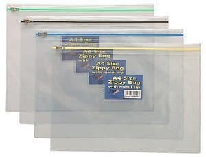 Image of Tiger 12 x A5 PLASTIC ZIPPY BAGS Strong Clear File Storage Document, Craft Art Storage Folder Wallets
