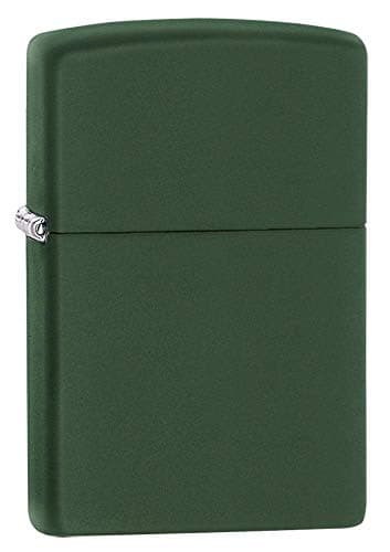 Image of Zippo Windproof Lighter - Classic Model - Green Matte Finish - Refillable for Lifetime Use - Adjustable Flame - Gift Box - Metal Construction - Made in USA