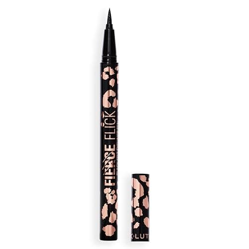 Image of Revolution Fierce Flick Felt Eyeliner Pen, Precise Application, Ultra Pigmented & Waterproof, Eye Makeup, Black, Vegan & Cruelty-Free
