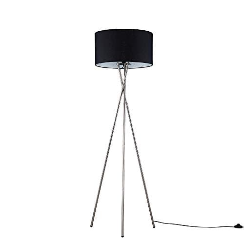 Image of MiniSun | Modern Polished Chrome Floor Lamp with a Black Lamp Drum Light Shade | Floor Lamps & Torchieres, Home Décor & Improvement Essential | Includes 6W LED Bulb [3000K Warm White]