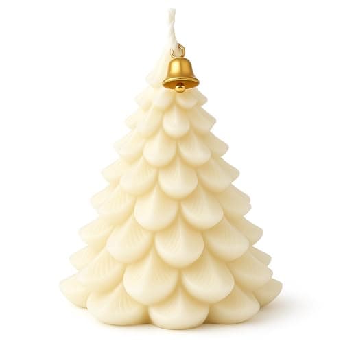 Image of Nexlum Christmas Tree Scented Candle – Handmade Soy Wax Aromatherapy Candle with Gift Box – Smokeless Festive Decoration for Home & Christmas Gifts (White)