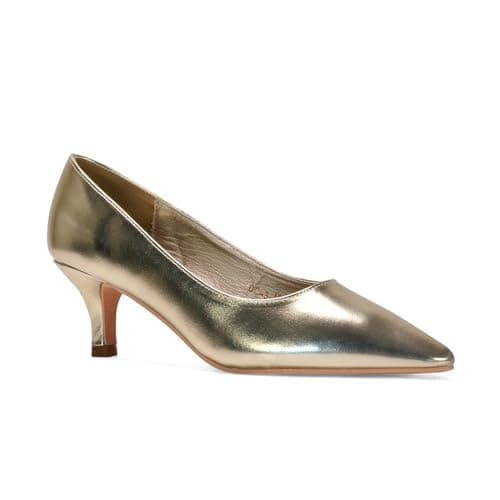 Image of Womens Low Kitten Heel Pumps Ladies Pointed Toe Courts Work Office Evening Shoes