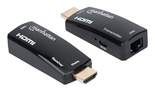 Image of Manhattan 1080p@60Hz Compact HDMI over Ethernet Extender Kit, Extends Distances of Signal up to 60m with a Single Cat6 Ethernet Cable, Transmitter and Receiver included, Power over Cable