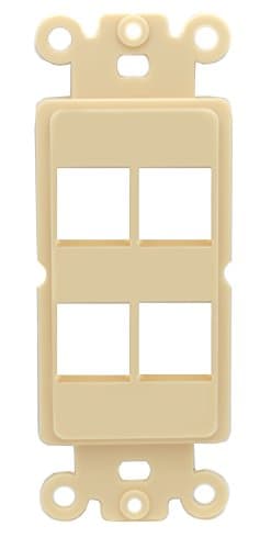 Image of RiteAV IVORY Blank 4 Port Modular Insert for Keystone Jacks