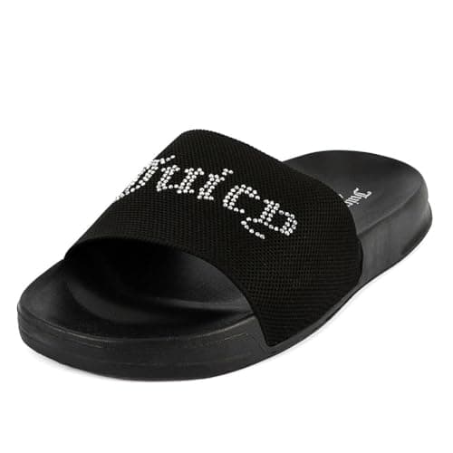 Image of Juicy Couture Slide Sandals, Beach Flats for Women, Summer Shoes, Waycool- Black, 5.5 UK