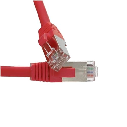 Image of kenable Cat6A SSTP Network Cable LSZH RJ45 Ethernet Patch Lead 10 Gigabit 600MHz Snagless 0.15m Red