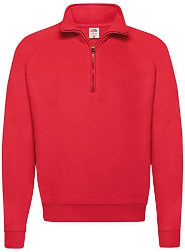 Image of Fruit of the Loom Mens Classic Zip Neck Sweatshirt Red L