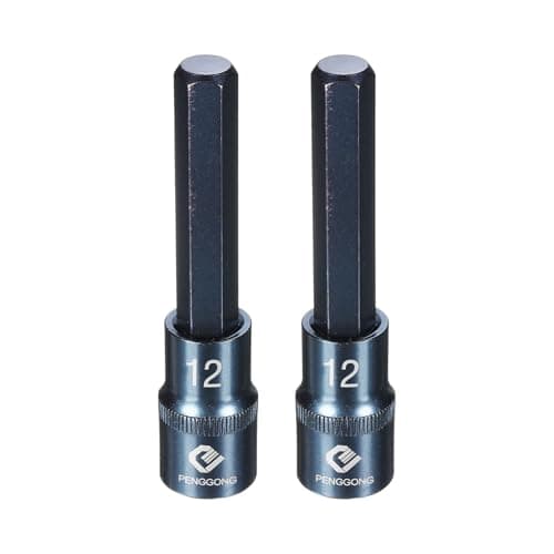 Image of sourcing map 2pcs 1/2" Drive Impact Hex Bit Socket H12 (12mm) Metric 4" Length S2 Steel 6-Point Sockets for Power Drill Drivers Adapter, Blue