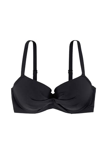 Image of DORINA AZORES Light Padded Bikini Top, Moulded Cups, Discreet Underwired Support, Twisted Fabric Detail, Adjustable Straps, Black, Back Clasp Closure