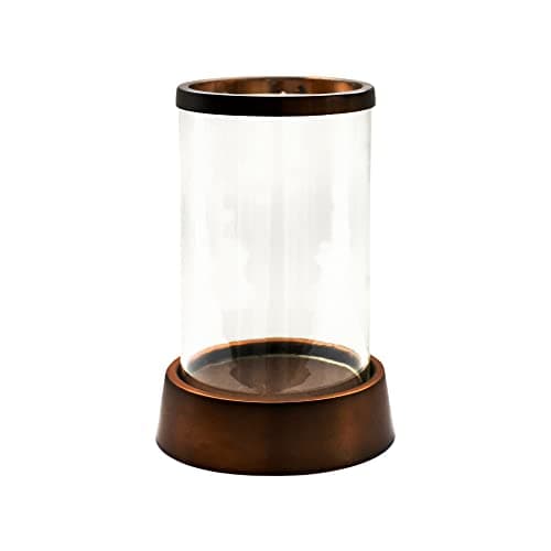 Image of Ivyline Hampton Hurricane Lantern in Copper - Round Metal & Glass Decor - Hand Finished Festive Candle Holder - H40 x W24 cm