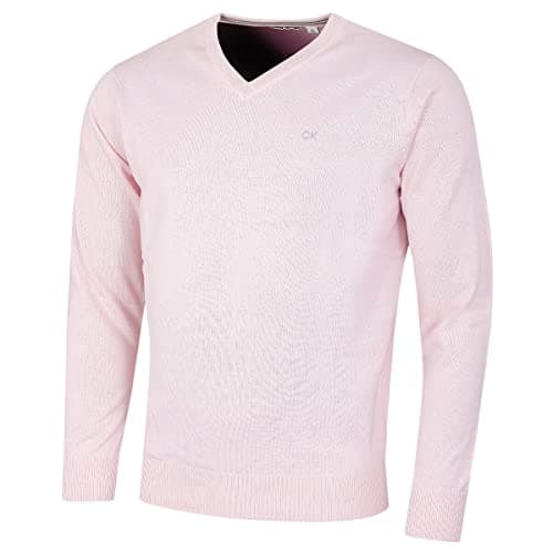 Image of Calvin Klein Mens V-Neck Soft Sweater - Pink - M