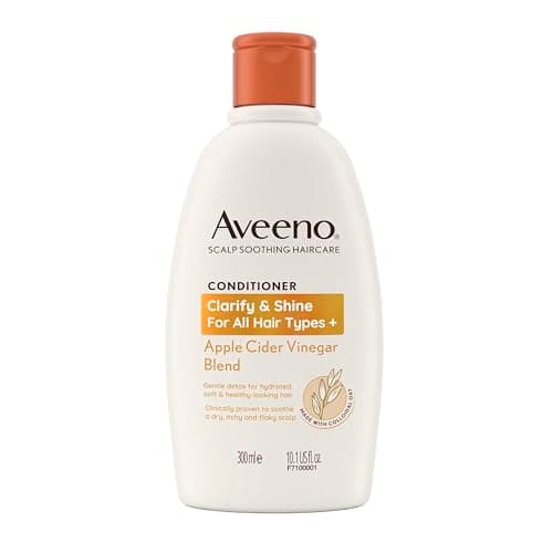 Image of Aveeno Scalp Soothing Haircare Clarify & Shine Conditioner, Apple Cider Vinegar Blend, for All Hair Types, Soothes Dry, Itchy & Flaky Scalp, Clinically Proven, Sulfate Free, 300ml