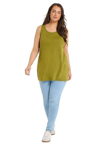Image of Yours Curve Green Basic Vest Top - Women's - Plus Size Curve