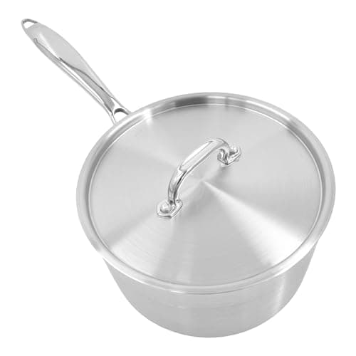 Image of Stainless Steel Saucepan & Lid Chef Pan Cooking Pan Tri-Ply Compatible with All Heat Sources Inc Induction British Made (18cm Saucepan & Lid)