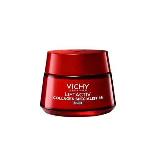 Image of Vichy Liftactiv Collagen Specialist 16 Anti-Aging Night Cream, With 3x More Bio-Peptides, Rhamnose, & Maitake, Moisturiser for Reducing Finelines & Wrinkles for All Skin Types, 50ml