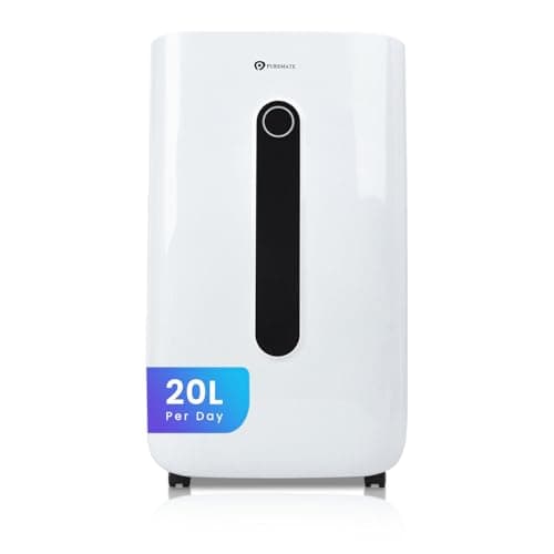 Image of PureMate​ 20L Dehumidifier ​for Home, Adjustable​ Humidity Sensor​, Digital Display​, Large 6.5L​ Tank​, Continuous Drainage, Sleep Mode,​ Laundry Drying​, 24H Timer​, Ideal for Damp​ & Condensation