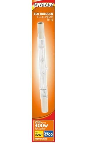 Image of Eveready ECO Halogen 230W (300W Equivalent) Linear Light Bulb, White, Pack of 2, R7s, 230 W