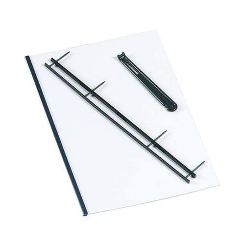 Image of Desktop Velobinder Binding Strips 45mm 4 Prongs Bind 200 Sheets A4 White Ref 9741639 [Pack 25] + Free finchley Refill Pen (4)