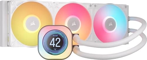 Image of Corsair iCUE LINK TITAN 360 RX LCD Liquid CPU Cooler – 360mm AIO – Low-Noise – FlowDrive Cooling Engine – Intel LGA 1851/1700, AMD AM5/AM4 – 3x RX120 RGB Fans – iCUE LINK System Hub Included – White