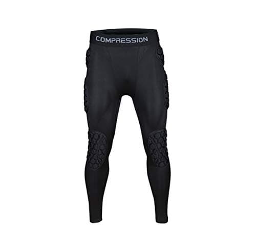 Image of QIKEGooods Men's Goalkeeper Padded Bike Trousers Football Protective Gear Set Training Suit for Soccer Rugby Basketball Paintball Hip Protector Pants