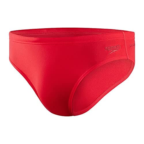 Image of Speedo Men's Eco Endurance+ 7cm Swimming Briefs| Chlorine Resistant | Recycled Fabric | Swim Fitness | Training Swimwear Fed Red