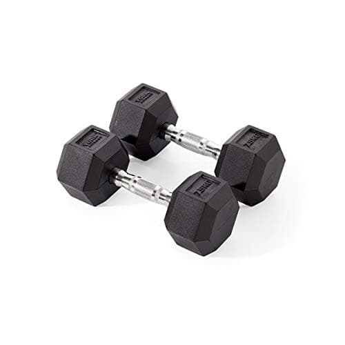 Image of York Fitness Unisex Rubber Hex Dumbbells (Pair), Black, 7.5kg