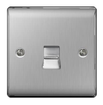 Image of BG Electrical NBSBTM1 Nexus Metal Brushed Steel Single BT Master Telephone Socket c/w IDC Terminals