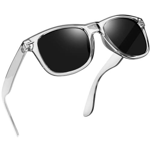 Image of Joopin Square Polarised Sunglasses for Men Women UV Protection Unisex Retro Grey Sunglasses Man for Driving Hiking Fishing Sports (Clear Grey Frame)
