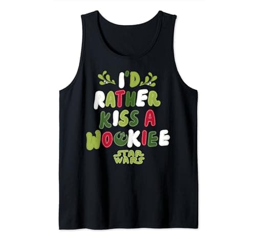 Image of Star Wars Rather Kiss A Wookiee Stitch Christmas Tank Top