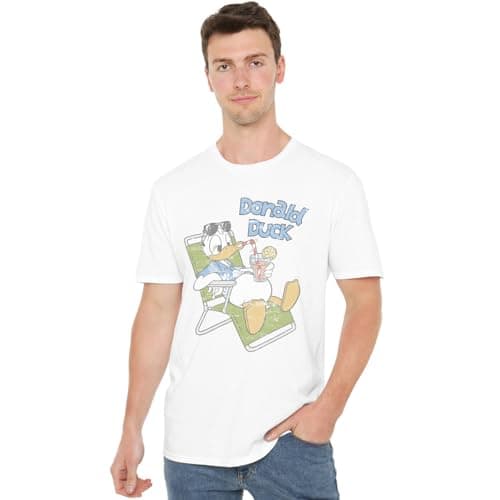 Image of Cotton Soul Disney Mickey & Friends Donald Duck Chilling Unisex T Shirt, White, Large