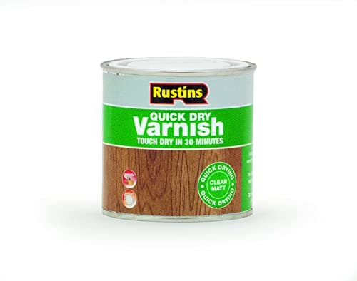 Image of Rustins Quick Dry Varnish, Clear Matt, 250 ml -Fast-Drying Water-Based Wood Varnish; Durable Non-Yellowing Finish in Gloss, Satin or Matt for Indoor Use
