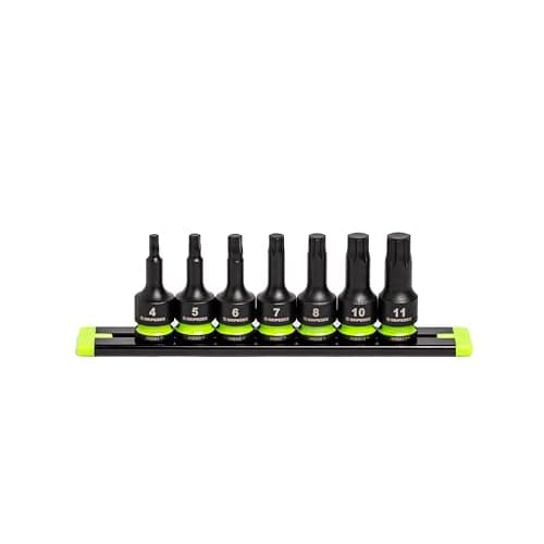 Image of GRIPEDGE Tools | 7-PC - 3/8" Dr Short Metric Impact R.P.T. Hex Driver Set | Sizes 4, 5, 6, 7, 8, 10, 11 MM| Made with Cr-Mo Steel | Includes Premium Aluminum Socket Rail |